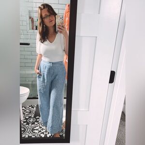 Blue and White Striped Pants